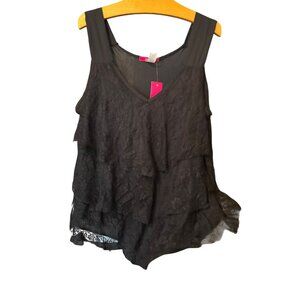 Julie's Closet Womens Black Sleeveless Lace Layered Cami Shell Blouse 1X NWT
